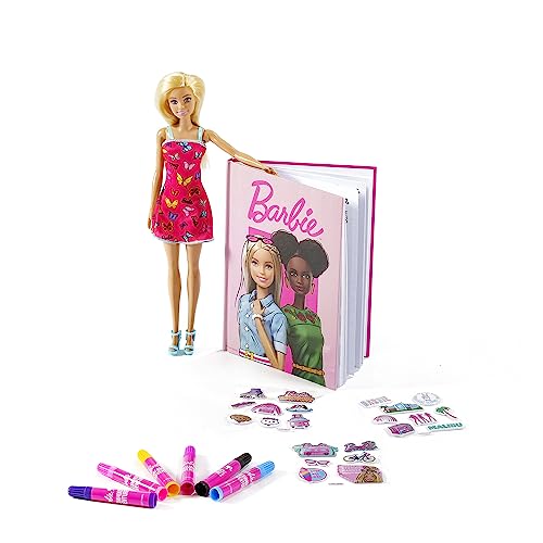 ODS - Barbie Trendy Style 2 in 1 Set mit Tagebuch und Puppe Barbie Trendy inklusive, Spiral-Tagebuch mit Zeichnungen, Filzstiften und Stickern, Altersempfehlung +3 Jahre von ODS