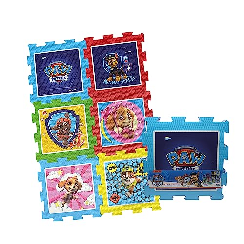 ODS 47602EC Paw Patrol Puzzlematte 6 Fliesen mit herausnehmbaren Figuren, Größe 30,5 x 30,5 cm, aus Eva-Schaumstoff, ab 12 Monaten, Weiß von ODS