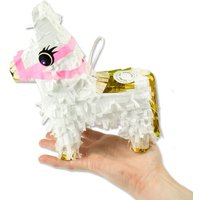 Pinata Esel Mini, weiß, gold, pink, 1 Stk, 19,5cm von S.P.R.I.N.G. Travel & Trading