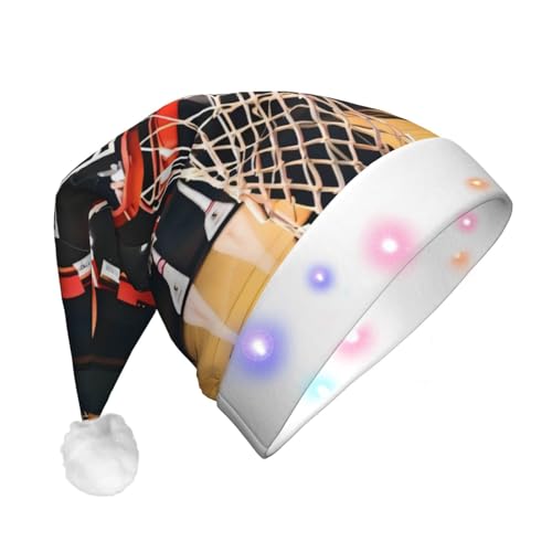 Basketball-Druck, Weihnachtsmann, Weihnachtsserie, LED-Licht, Unisex, lustige Weihnachtsmütze geeignet von SAAKE