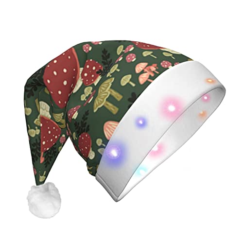 Bright Mushrooms Kunstdruck Weihnachtsmann Weihnachtsserie LED beleuchtet Unisex lustige Weihnachtsmütze geeignet von SAAKE