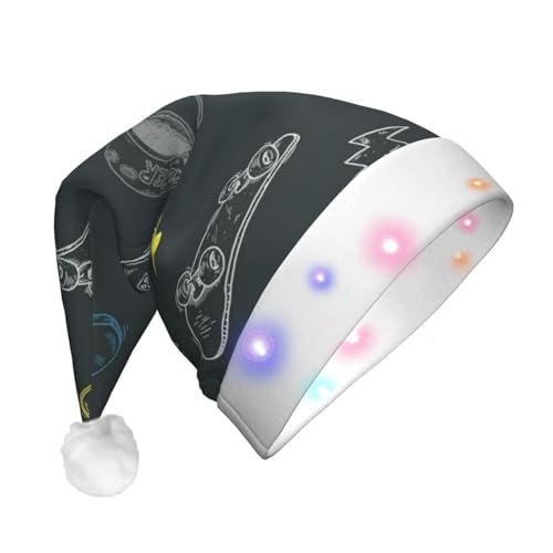 Graffiti-Skateboard-Druck, Weihnachtsmann, Weihnachtsserie, LED-Licht, Unisex, lustige Weihnachtsmütze geeignet von SAAKE