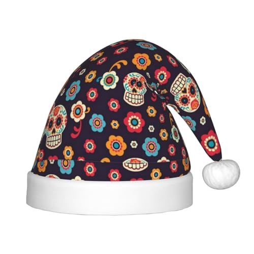 Mexikanischer Totenkopf-Druck, Weihnachts-Stirnband, Hut für Unisex, Weihnachtsmann-Kleidung, Weihnachtszubehör, Urlaubszeit von SAAKE