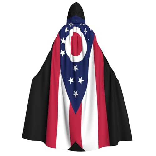 Ohio State Flag Print Kapuzenumhang Erwachsene Zauberer Kostüm Halloween Cosplay Karneval Maskerade Partys von SAAKE