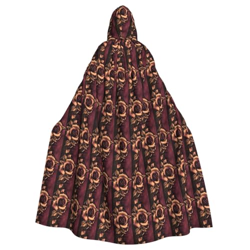 SAAKE Gothic Rose Print Halloween Hooded Cloak Suitable Carnival Theme Party Halloween Cosplay Costume von SAAKE