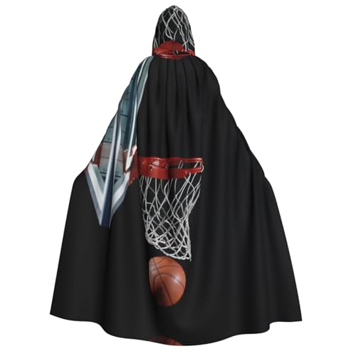 SAAKE Kapuzenumhang für Erwachsene, Basketball-Druck, Zauberer-Kostüm, Halloween, Cosplay, Karneval, Maskerade, Partys von SAAKE