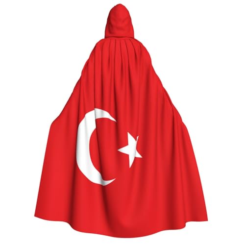 SAAKE Kapuzenumhang mit Flagge der Türkei, Erwachsenenkostüm, Zauberer-Kostüm, Halloween, Cosplay, Karneval, Maskerade, Partys von SAAKE