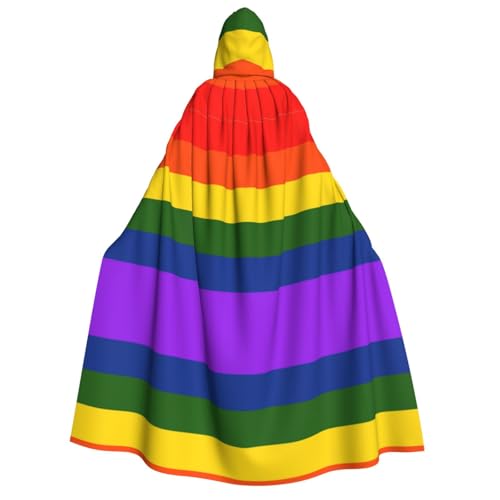 SAAKE Kapuzenumhang mit Regenbogen-Flagge, Erwachsenenkostüm, Zauberer-Kostüm, Halloween, Cosplay, Karneval, Maskerade, Partys von SAAKE