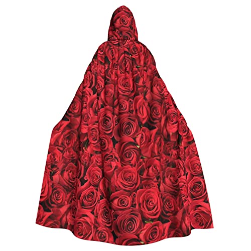 SAAKE Roter Rosen-Druck, Halloween-Kapuzenumhang, geeignet für Karneval, Mottoparty, Halloween, Cosplay-Kostüm von SAAKE