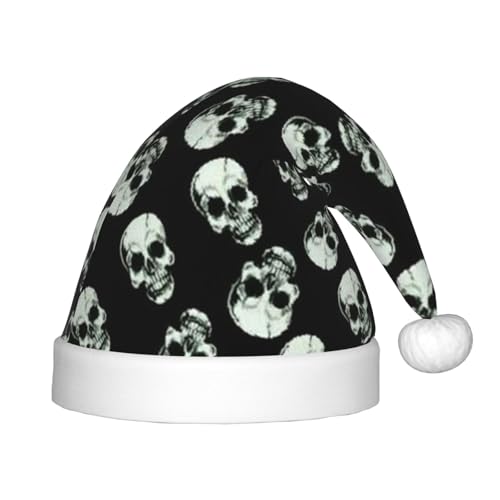 Schwarzer Totenkopf-Druck, Weihnachts-Stirnband, Hut für Unisex, Weihnachtsmann-Kleidung, Weihnachtszubehör, Urlaubszeit von SAAKE