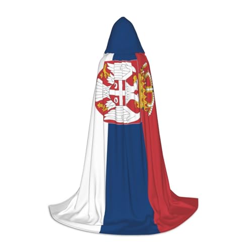 Umhang mit der Flagge Serbiens, für Cosplay, Halloween, mit Kapuze, Karneval, Party-Dekoration, 130/150/170 cm, Hexenkostüm von SAAKE