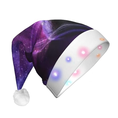 Weihnachtsmütze, Galaxie, Sternenwelt, Violett, Sternenhut, Weihnachtsmann, Weihnachtsserie, LED-Licht, Unisex, lustig, geeignet von SAAKE