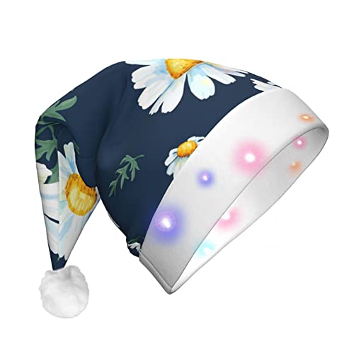 Weihnachtsmütze mit Gänseblümchen-Aufdruck, Weihnachtsmann, LED-Licht, Unisex, lustig, geeignet von SAAKE