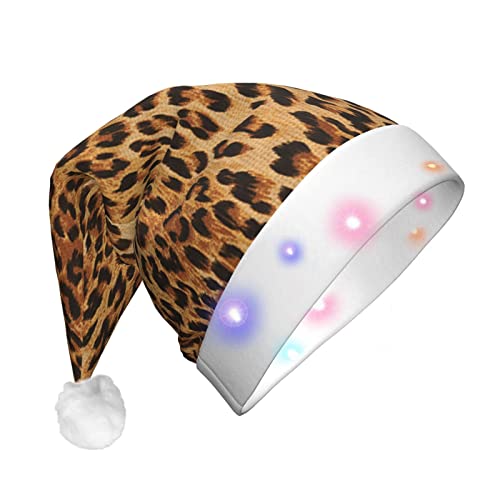 Weihnachtsmütze mit Leopardenmuster, Weihnachtsmann, LED-Licht, Unisex, lustige Weihnachtsmütze geeignet von SAAKE