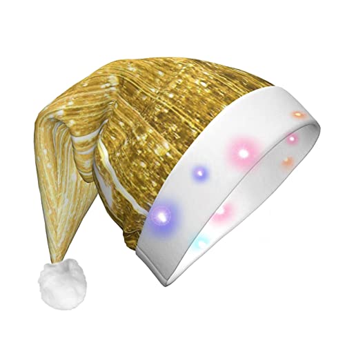 Weihnachtsmütze mit goldfarbenem Glitzer-Aufdruck, Weihnachtsmann-Weihnachts-Serie, LED-Licht, Unisex, lustig, geeignet von SAAKE