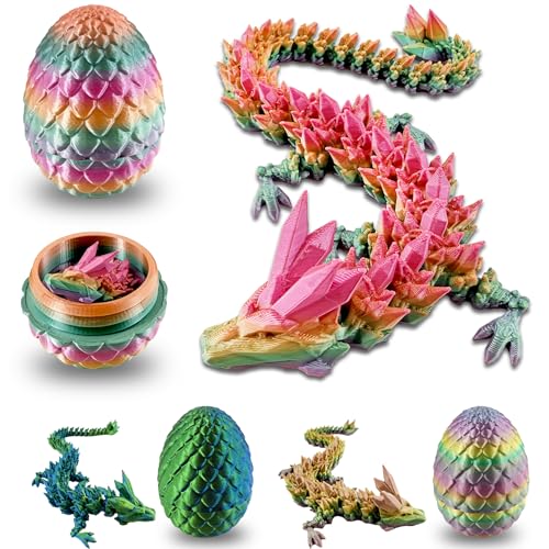 SABAN 3D-Gedrucktes Drachen Ei – Bewegliche Drachenfigur mit flexiblen Gelenken, farbenfroh und detailreich – Schreibtischspielzeug, Geschenk für Kinder und Sammler – Ideal für Ostern, Halloween von SABAN