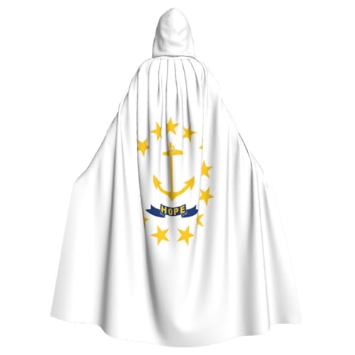 Luxuriöser Kapuzenumhang mit Rhode Island-Staatsflagge, ideal für Cosplay- und Halloween-Kostüme von SABFWF