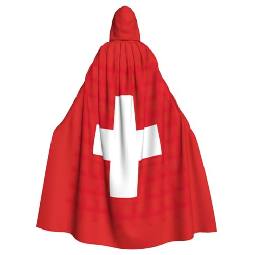 Luxuriöser Kapuzenumhang mit Schweizer Flagge, ideal für Cosplay und Halloween-Kostüme von SABFWF