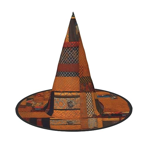 SABFWF Afrikanischer Textil-Patchwork-Druck, Hexenhut, Dekoration für Halloween, vielseitige Halloween-Hüte, faltbare Zaubererhüte, Hexenhüte von SABFWF