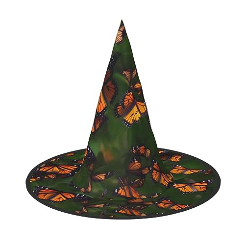 SABFWF Hexenhut mit Monarch-Schmetterling-Druck, Dekoration für Halloween, vielseitige Halloween-Hüte, faltbare Zaubererhüte, Hexenhüte von SABFWF