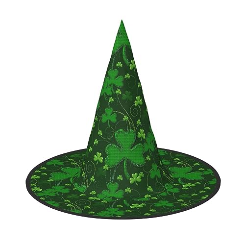 SABFWF Hintergrund St. Patrick's Day Glitzer-Druck Hexenhut Dekor für Halloween, vielseitige Halloween-Hüte, faltbare Zaubererhüte, Hexenhüte von SABFWF