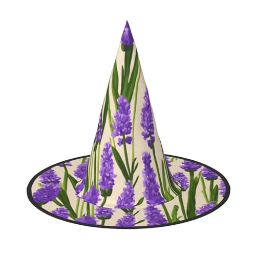 SABFWF Lavendel-Stempel-Druck, Hexenhut, Dekoration für Halloween, vielseitige Halloween-Hüte, faltbare Zaubererhüte, Hexenhüte von SABFWF