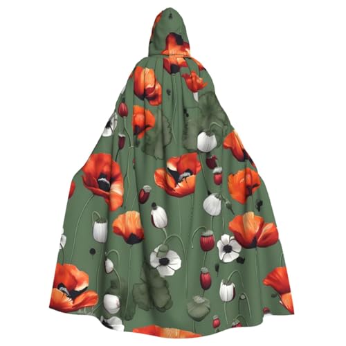 SABFWF Luxuriöser Kapuzenumhang mit Mohnblumen-Motiv, ideal für Cosplay und Halloween-Kostüme von SABFWF