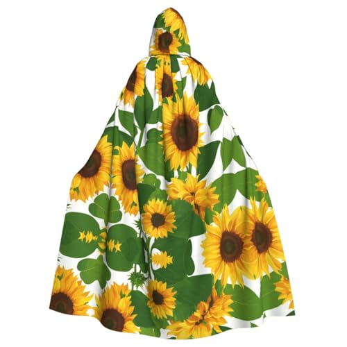 SABFWF Luxuriöser Kapuzenumhang mit Sonnenblumen-Druck, ideal für Cosplay und Halloween-Kostüme von SABFWF