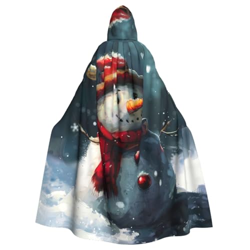 SABFWF Luxuriöser Kapuzenumhang mit niedlichem Schneemann-Druck, ideal für Cosplay und Halloween-Kostüme von SABFWF