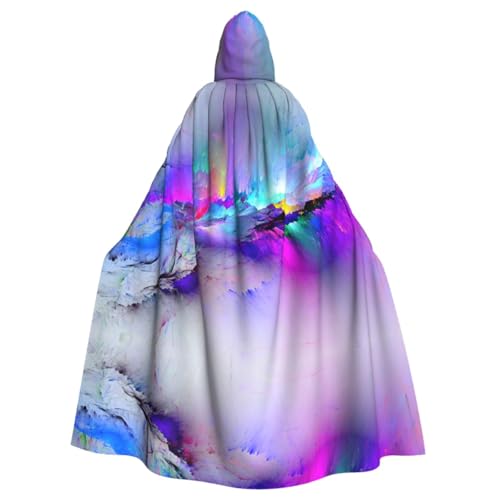 SABFWF Northern Lights Painting Print Luxurious Hooded Cloak Halloween Hooded Cloak,Great For Cosplay And Halloween Costumes von SABFWF