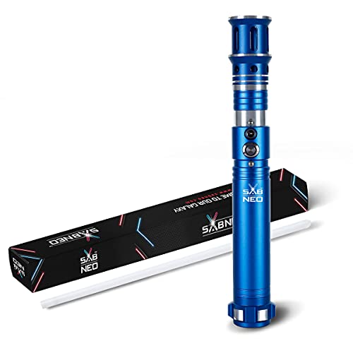 SABNEO Lichtschwert V7 Warrior Saber – Dueling Light Sabers Smart Technology Sword – wechselbare Farbe RGB – Schwingen und Sound – (blau) von SABNEO