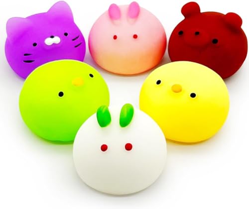 Mochi Squishy Spielzeug Set 6 Stück Squeeze Toy Mini Fidget Toys Squishies Kawaii Tier Anti Stress Spielzeug Partytütenfüller, Stressabbau Spielzeug für Kinder Erwachsene, Mitgebsel Kindergeburtstag von SABVITA