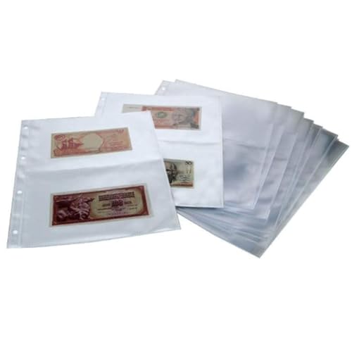 SAFE 100er Pack 5479C Banknoten Hüllen - Banknotenhüllen - Ergänzungshüllen Banknoten Album - DIN A4 - mit 2 Taschen 150 x 220 mm | Ideal für Geldscheine, Papiergeld von SAFE