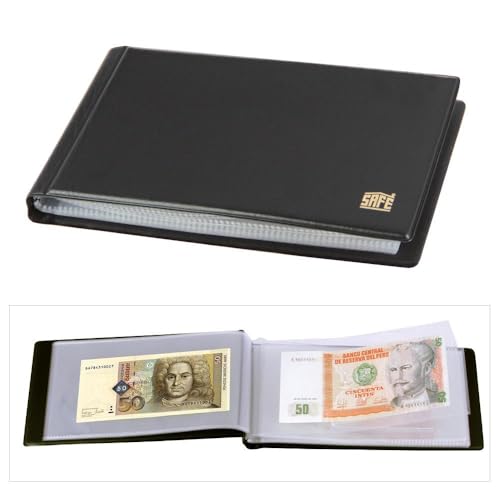 SAFE 226 Taschen-Banknotenalbum (schwarz) - Geldschein Aufbewahrung - mit 20 Seiten für 20/40 Banknoten max. 185 x 93 mm von SAFE