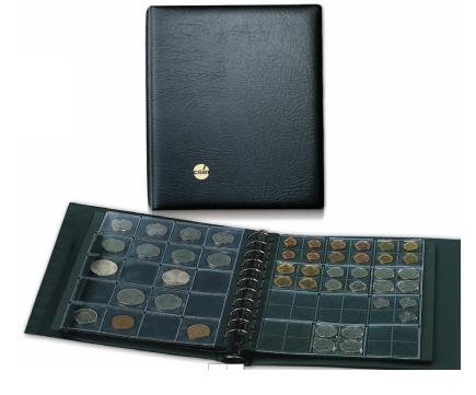 SAFE 709-5 Coin Combi Münzen Sammelalbum mit 11 Ring Mechanik | Münzsammelalbum in schwarzem Skai (leer) | 240 x 275 x 45 mm von SAFE