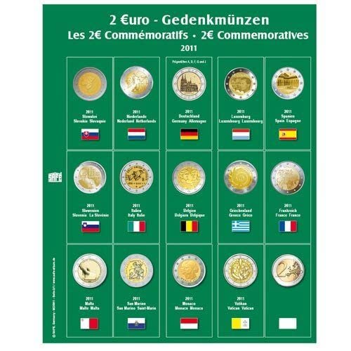 SAFE 7341-7 Premium Münzblätter Ergänzungsblätter Münzhüllen 7393 mit Vordruckblättern 2 Euro Münzen Gedenkmünzen 2011 2 Euro Münzalbum 7341 von SAFE