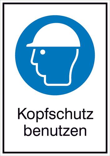 Gebotsschild Kopfschutz benutzen Aluminium (B x H) 262mm x 371mm ISO 7010 1St. von SAFETYMARKING