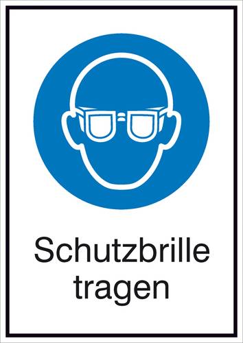 Gebotsschild Schutzbrille benutzen, Hygiene und Abstand Aluminium (B x H) 262mm x 371mm ISO 7010 1St von SAFETYMARKING