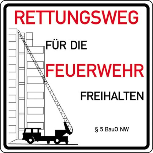 SafetyMarking 52.2765 Hinweisschild Rettungswege freihalten, § 5 BauO NW Aluminium (B x H) 500mm x von SAFETYMARKING