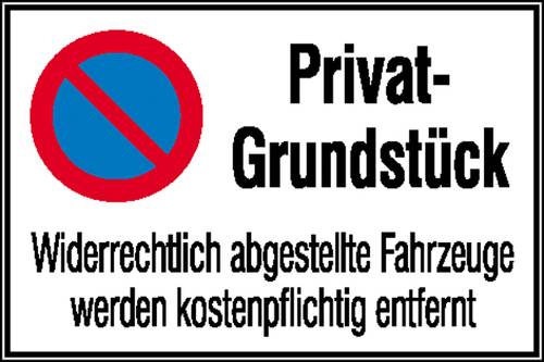 Verbotsschild Eingeschränktes Halteverbot, Privatgrundstück Aluminium (B x H) 600mm x 400mm 1St. von SAFETYMARKING