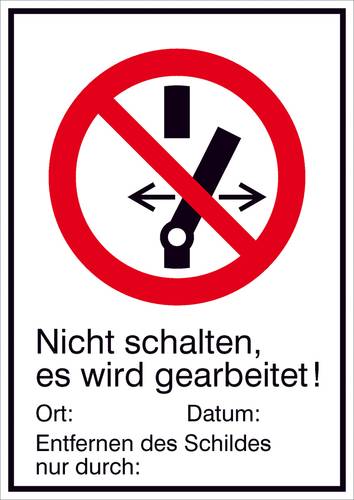 Verbotsschild Nicht schalten es wird gearbeitet Folie magnetisiert (B x H) 131mm x 185mm ISO 7010 1S von SAFETYMARKING