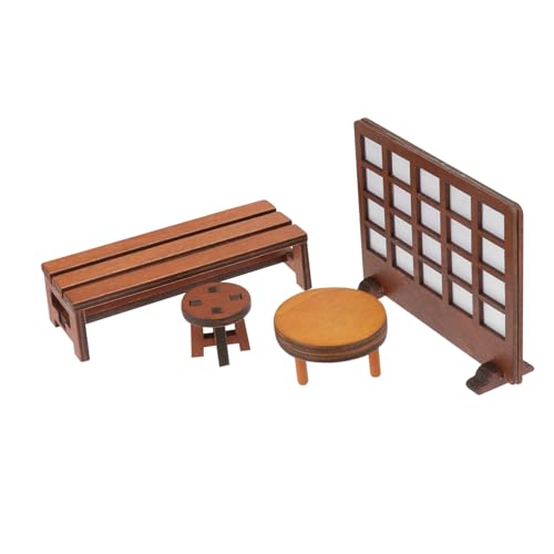 12 STK Hölzerne Heimdekoration Kinder Dekor Möbel Miniatur Mini-möbeldekoration Mini-bastelarbeiten Mikro Mini-gartenbank Mini-Stuhl Puppenhaus Schmuck Vintage-Spielzeug Spielzeuge SAFIGLE von SAFIGLE