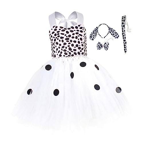 SAFIGLE 1 Satz Dalmatinisches Prinzessinnenkleid Dalmatiner Kostümset Kinder kleiden sich halloween costume halloween kleidung Kleinkindmädchenkleid mit Stirnband Geflecktes Mädchenkleid von SAFIGLE