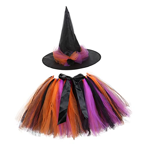 SAFIGLE 1 Satz Halloween-hexen-tutu-rock-anzug Hexenhut Und Rock Frauen Tutu Rock Hüte Hexenkostüm Für Mädchen Kleinkind Mädchen Rock Ballkleider Für Kinder Mädchenkleid Polyester von SAFIGLE