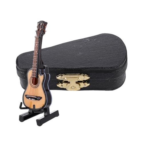 SAFIGLE 1 Satz Mini-Gitarre Miniatur-gitarrenstatue Mini-Spielzeug E-bass Miniaturen Kleinste Gitarre Gitarrendekor Desktop Gitarre Simulieren Miniatur Gitarre Miniaturpuppen Holz von SAFIGLE