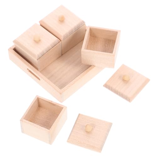 SAFIGLE 1 Satz Puppenhausmöbel Abschnittstablett für Trockenfrüchte Puppenhausminiaturen Holztablett Modelle Mini-Tablett zum Basteln Mini-Fälle kleines Tablett Mini-Box einstellen Zubehör von SAFIGLE