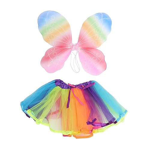 SAFIGLE 1 Satz Schmetterlingsflügel eingestellt Kinderfeenrock Zubehör Abs Flügel Kostüm Performance-Kleid kleidung kinder moebel Flügel mit Tutu-Rock Kostümzubehör Mesh-Tuch Colorful von SAFIGLE