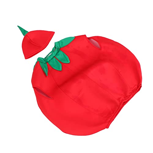 SAFIGLE 1 Satz Tomate Kinderkleidung Frucht-cosplay-outfit Party Paillette Obst Stroh Rand Kostüm Hut Tomatenkostüm Spitze Zubehör Für Rollenspiele Mit Früchten Mädchen Hut Rot Tuch von SAFIGLE