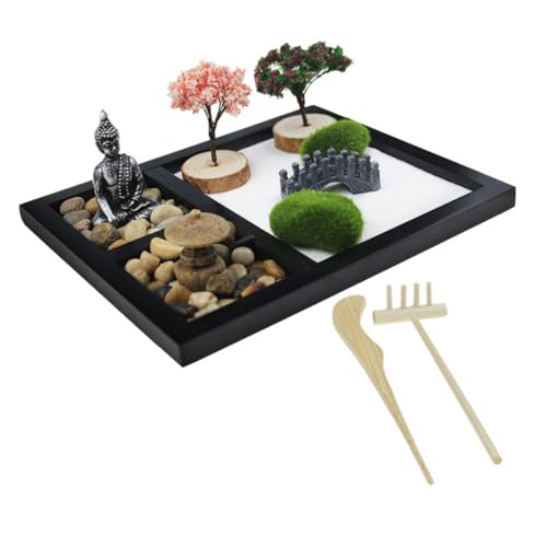 SAFIGLE 1 Satz Buddha Bild meditieren Miniaturgarten yogagurt deko für esstisch Meditationsschmuck die Büroeinrichtung Terrarium-Kit Wohnkultur Zen-Garten-Set Sandtischkunst Sandkasten MDF von SAFIGLE