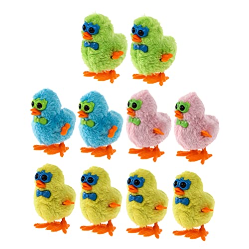 SAFIGLE 10st Uhrwerk Huhn Uhrwerk-küken-Spielzeug Springendes Küken Spielzeug Mini-plastiktiere Kleines Hühnerspielzeug Oberschenkelhohe Strümpfe Ostern Geschenktasche Plüsch Hähnchen Baby von SAFIGLE